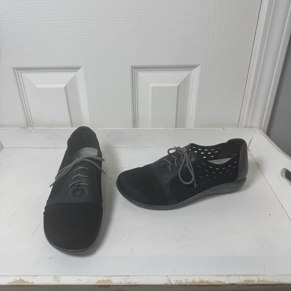 NAOT LALO WOMEN 37 BLACK PERFORATED NUBUCK LEATHER COMFORT SNEAKERS/WALKING US 6